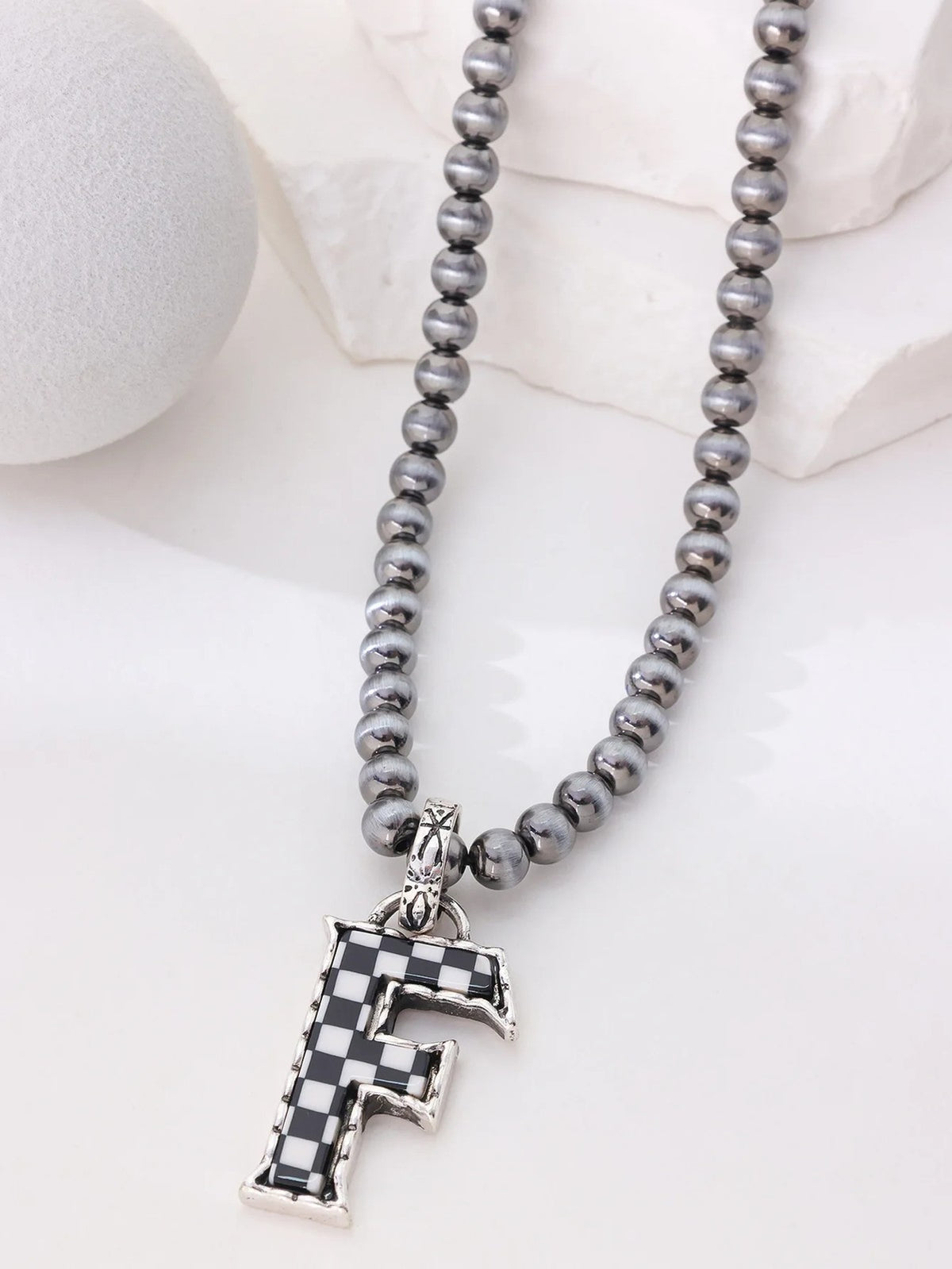 Checkerboard Letter Necklace