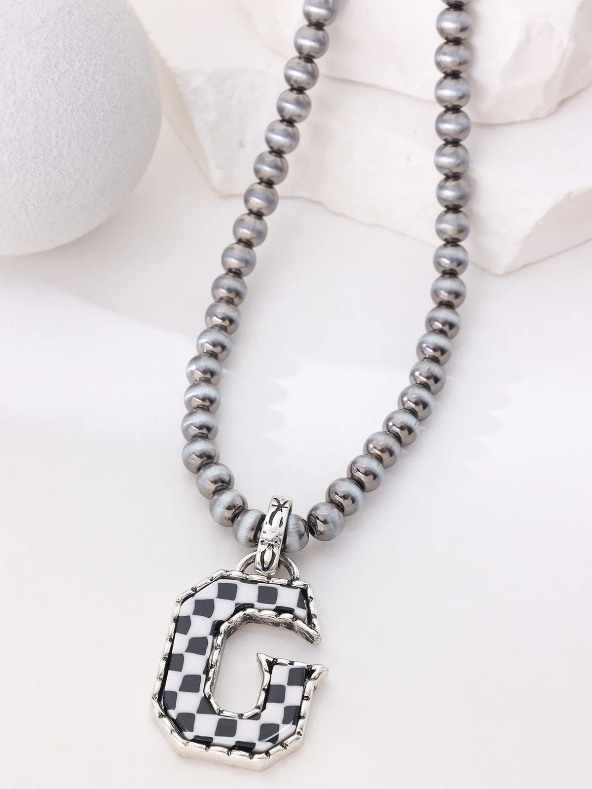 Checkerboard Letter Necklace