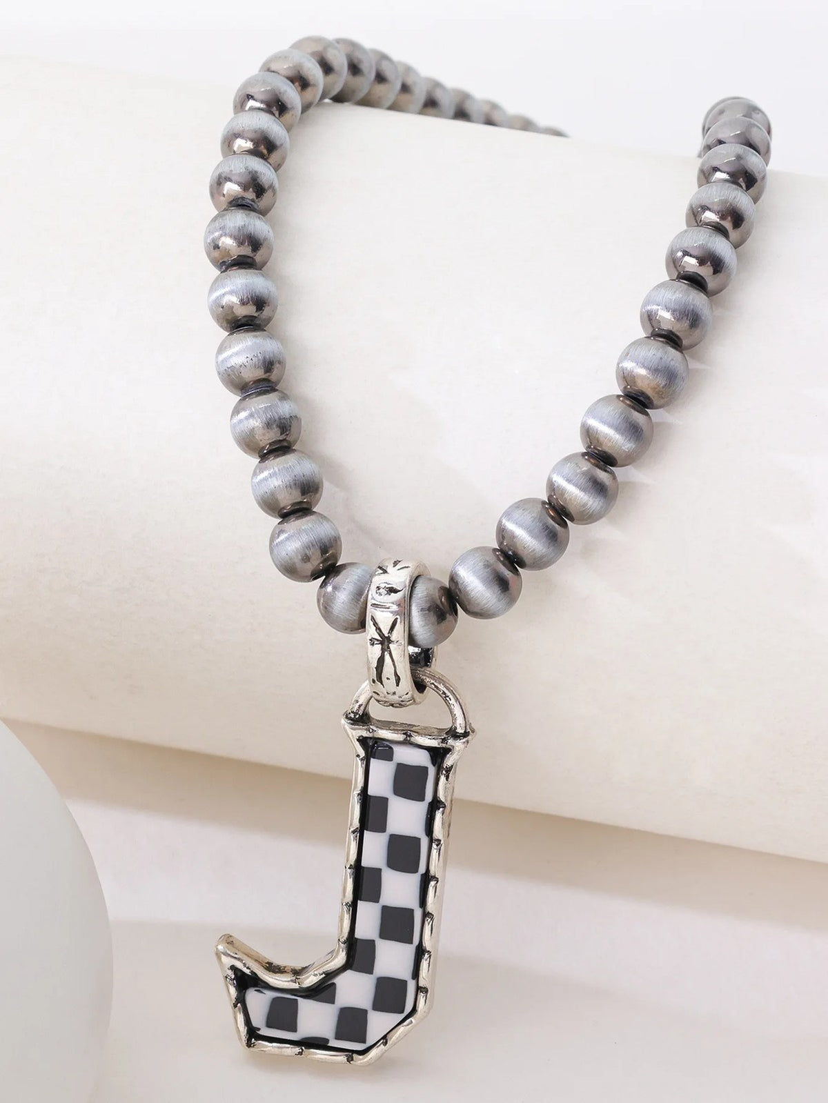 Checkerboard Letter Necklace