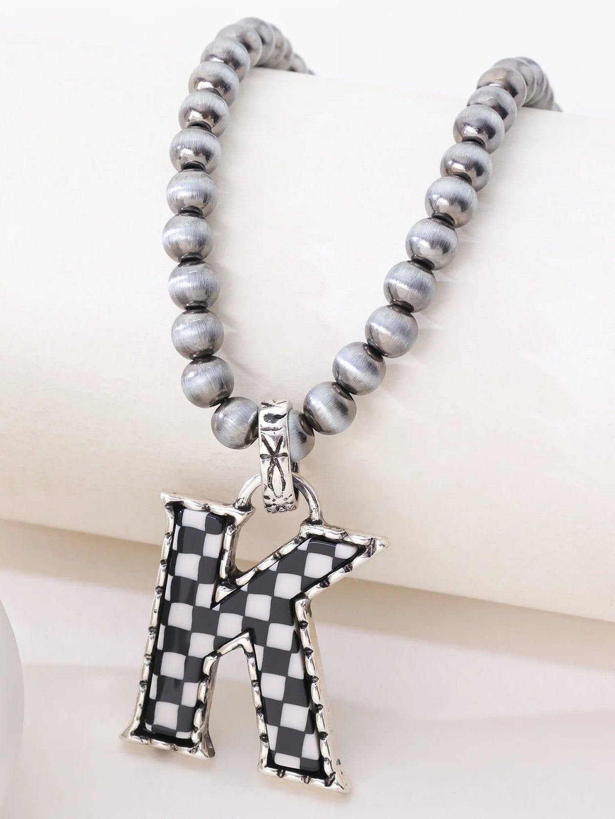 Checkerboard Letter Necklace