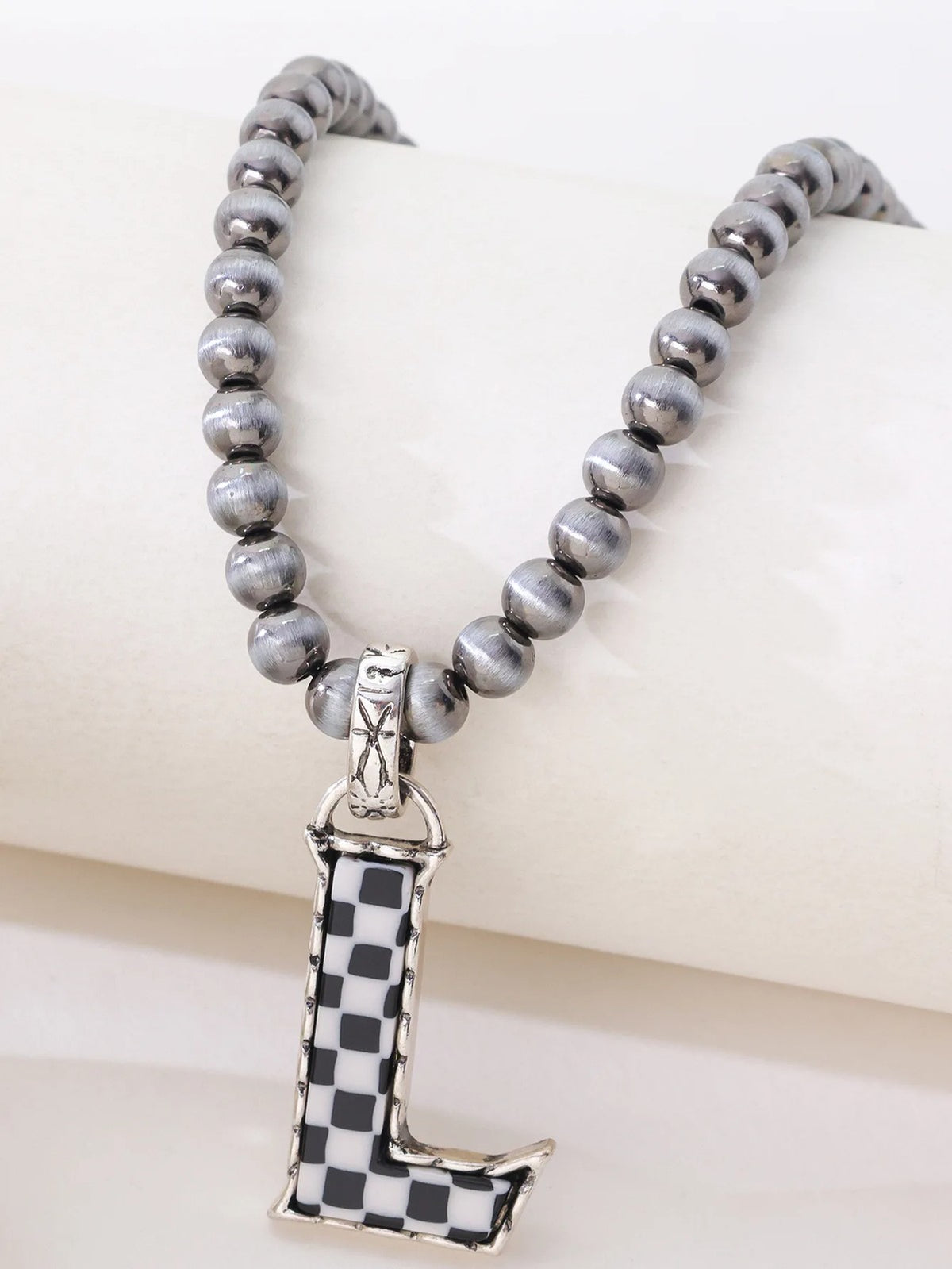 Checkerboard Letter Necklace