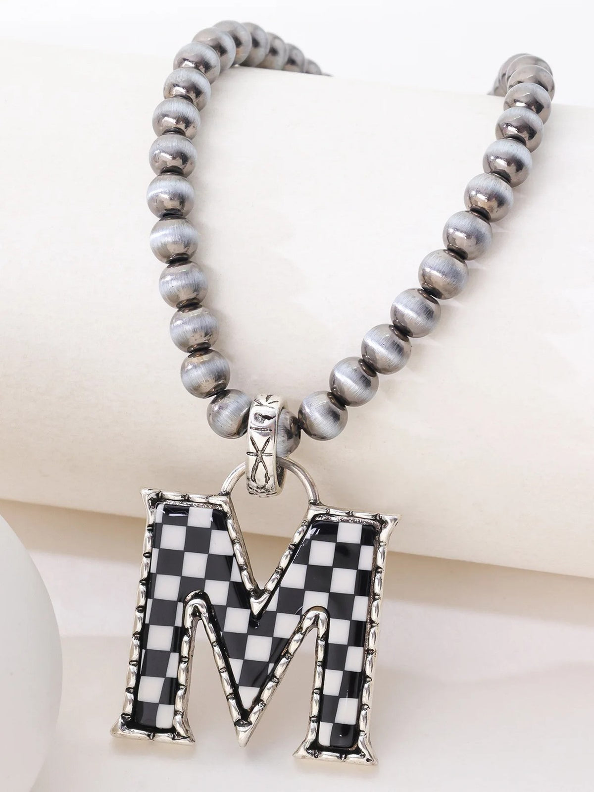 Checkerboard Letter Necklace
