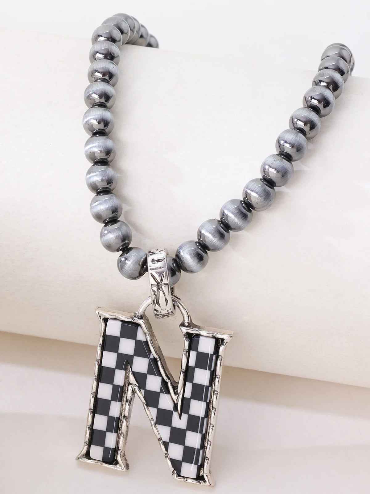 Checkerboard Letter Necklace