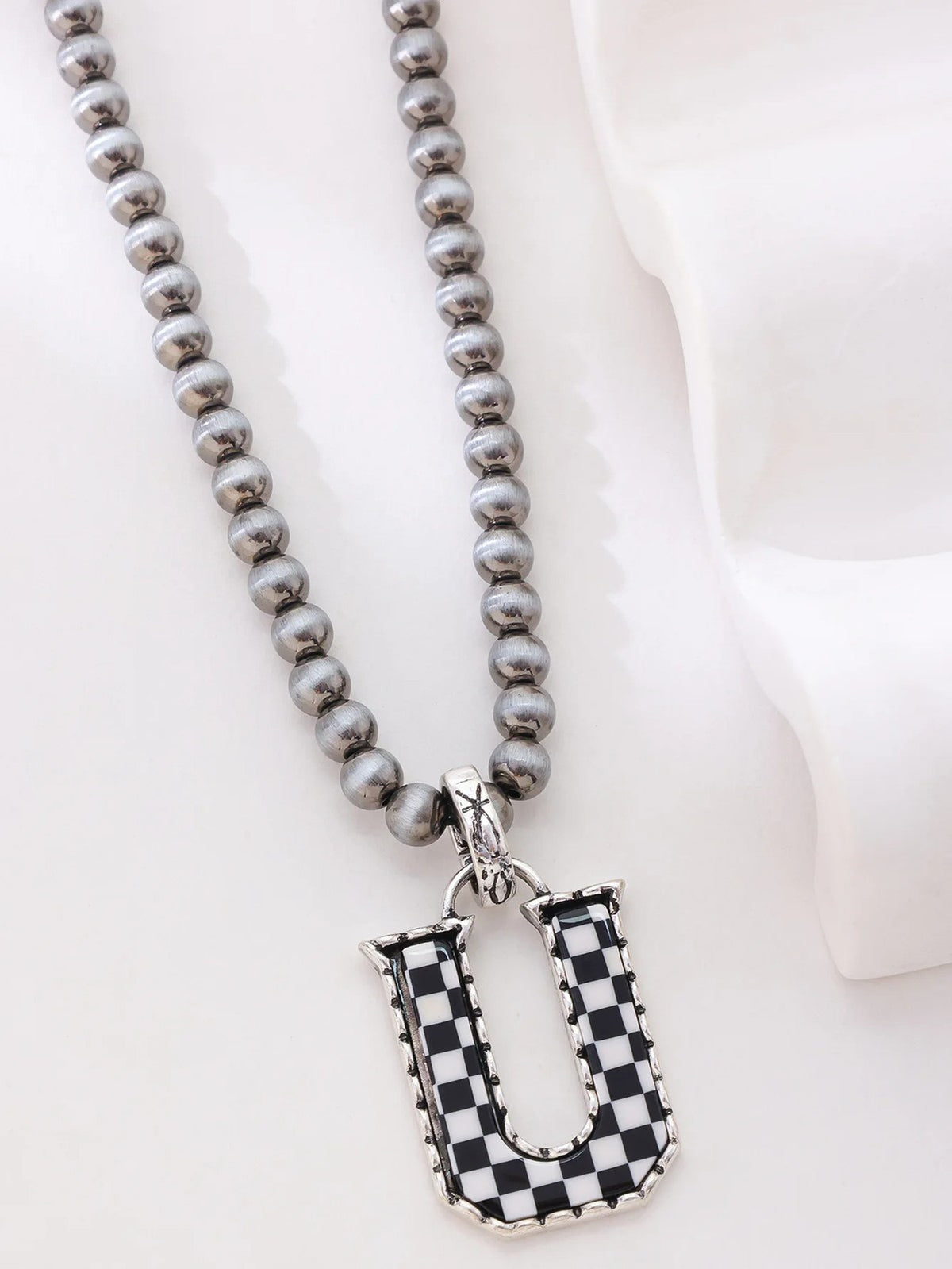 Checkerboard Letter Necklace