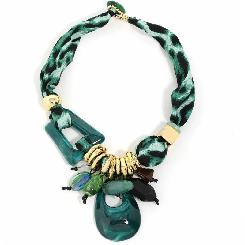 Teal Resin Statement Necklace
