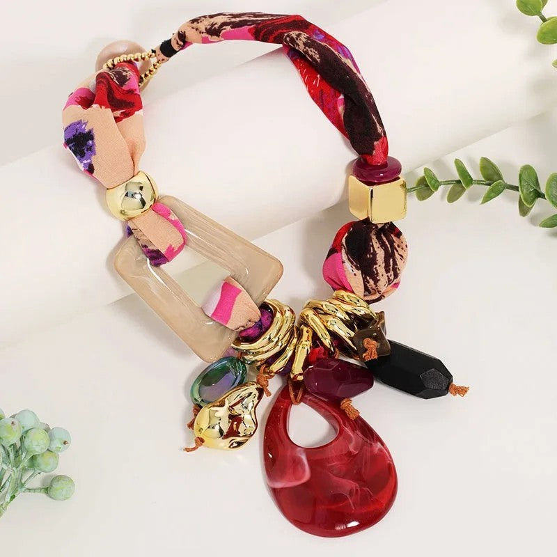 Teal Resin Statement Necklace