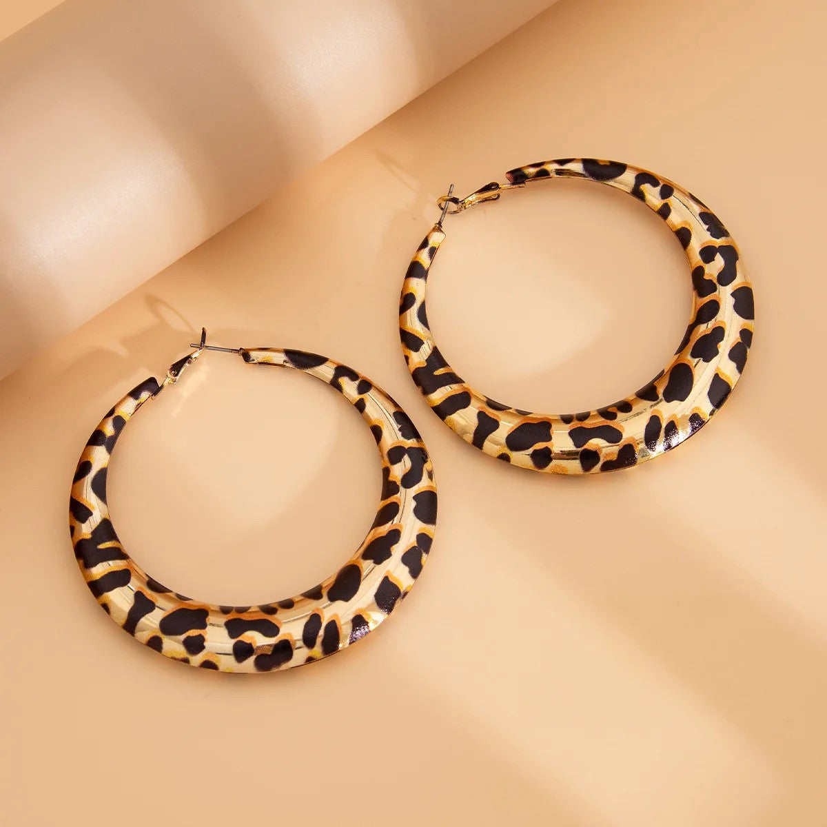 Leopard Print C-Shape Hoop Earrings