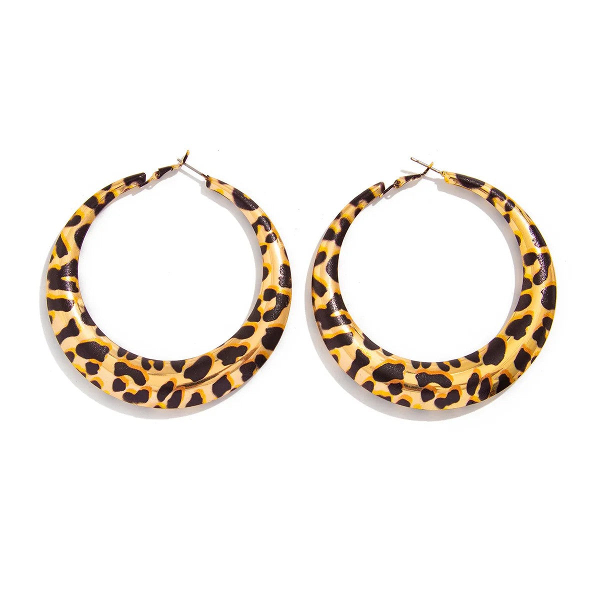 Leopard Print C-Shape Hoop Earrings