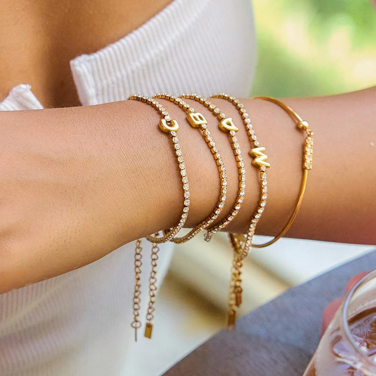 Crystal Initial Bracelet