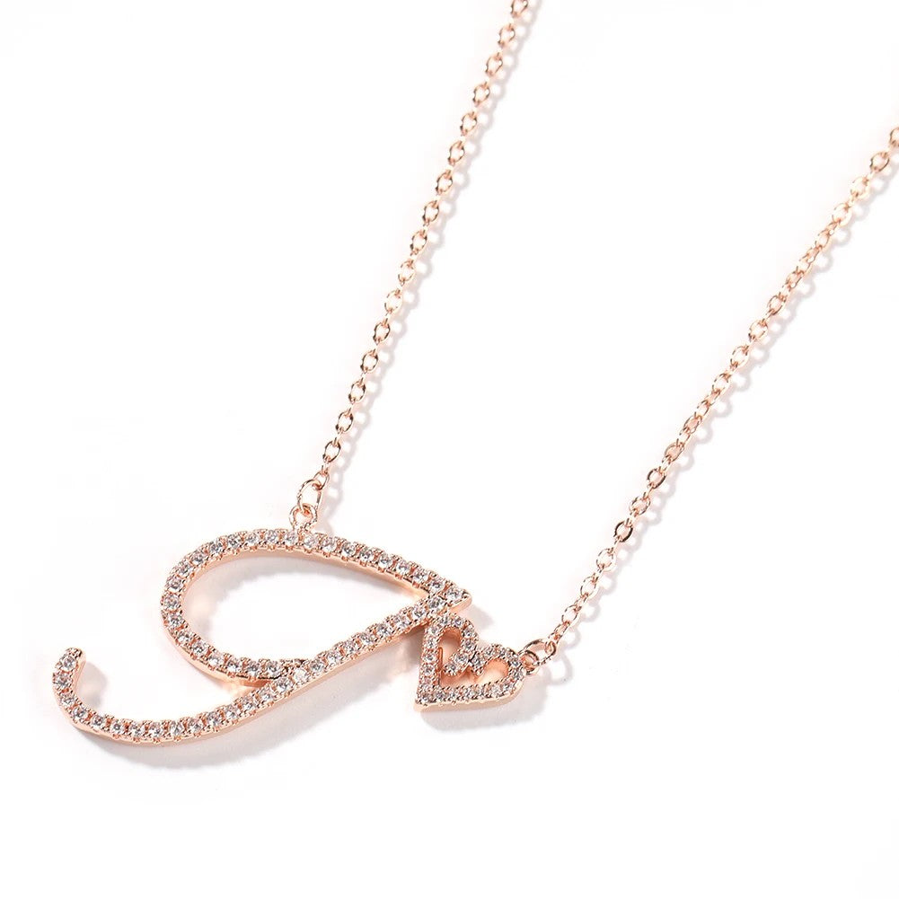Crystal Cursive Initial Necklace