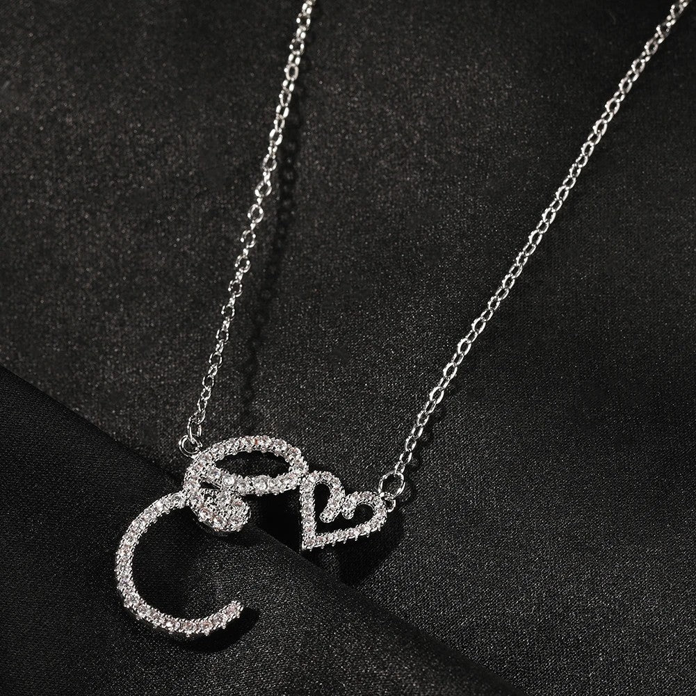 Crystal Cursive Initial Necklace