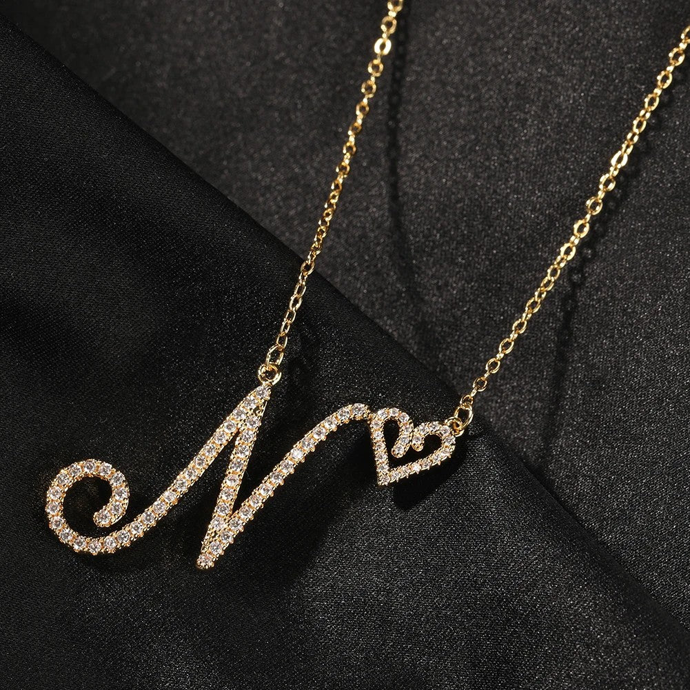 Crystal Cursive Initial Necklace
