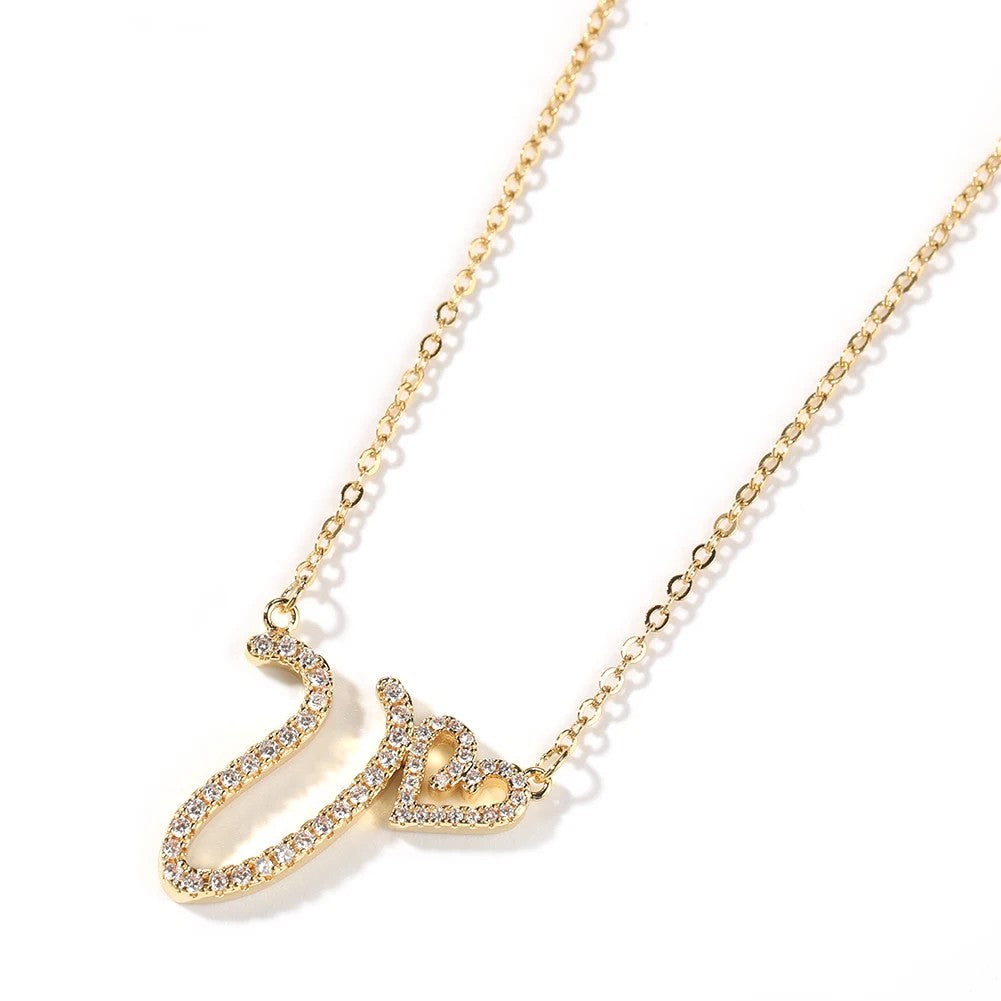 Crystal Cursive Initial Necklace