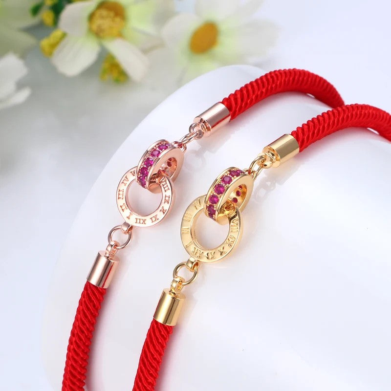 Roman Numeral Red Rope Bracelet