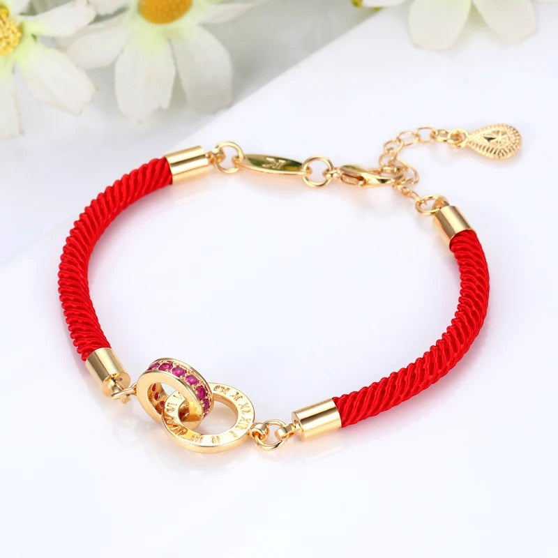 Roman Numeral Red Rope Bracelet