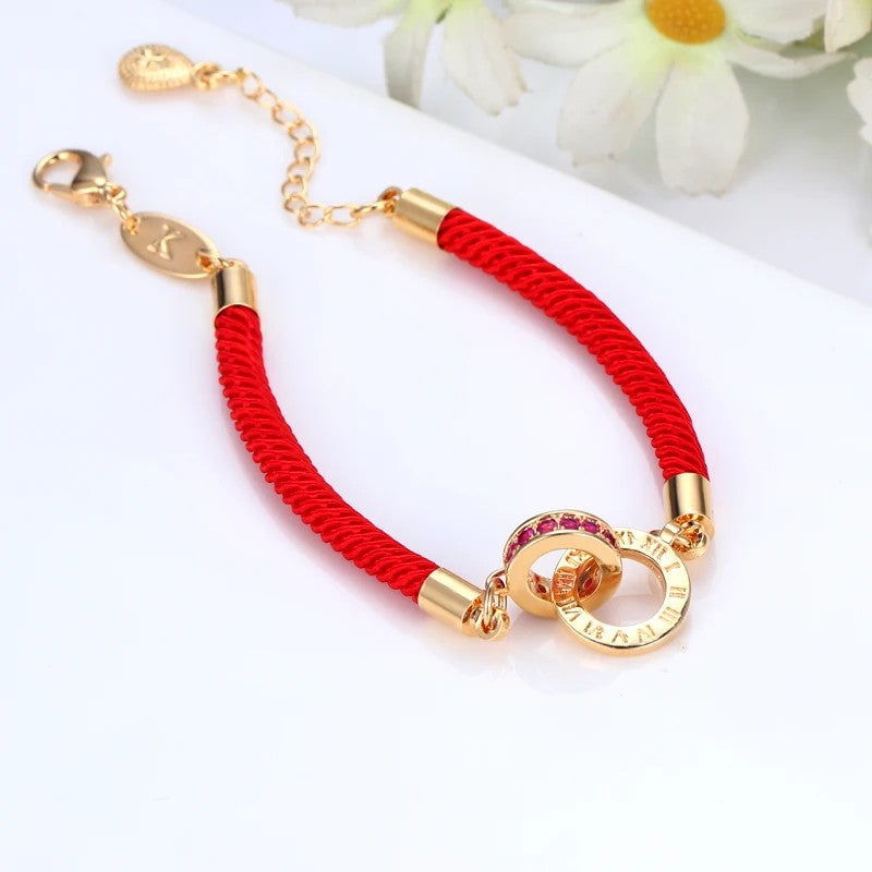 Roman Numeral Red Rope Bracelet