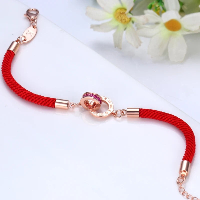 Roman Numeral Red Rope Bracelet
