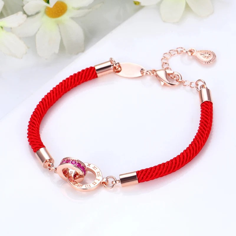 Roman Numeral Red Rope Bracelet