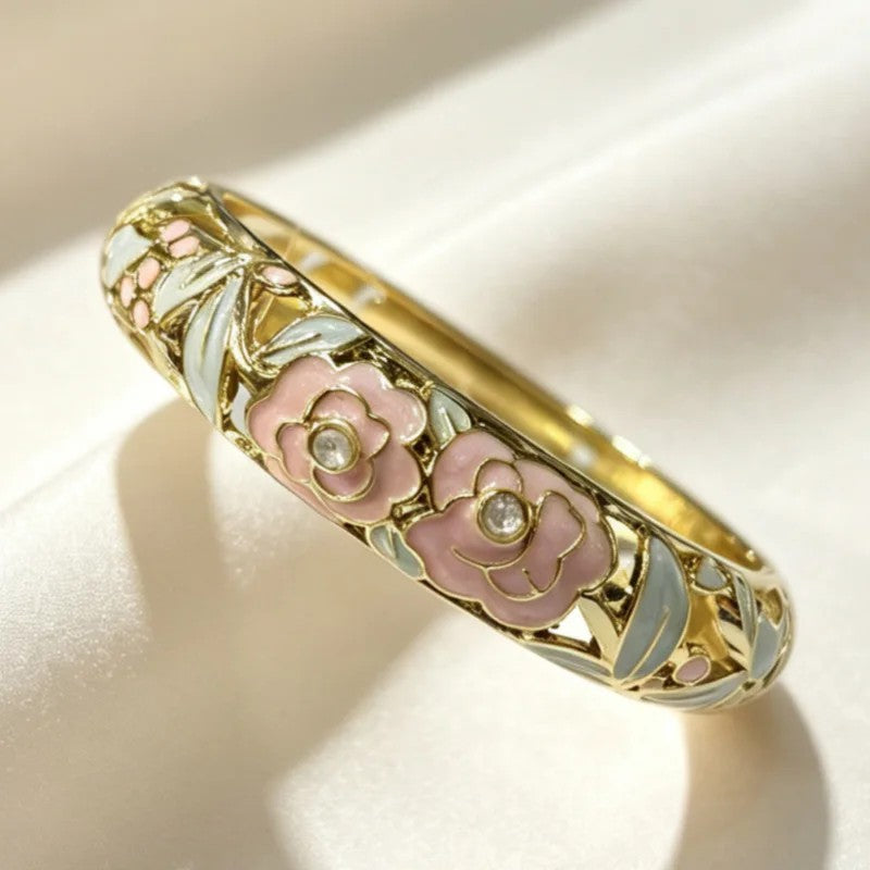 Pastel Camellia Enamel Bangle Set