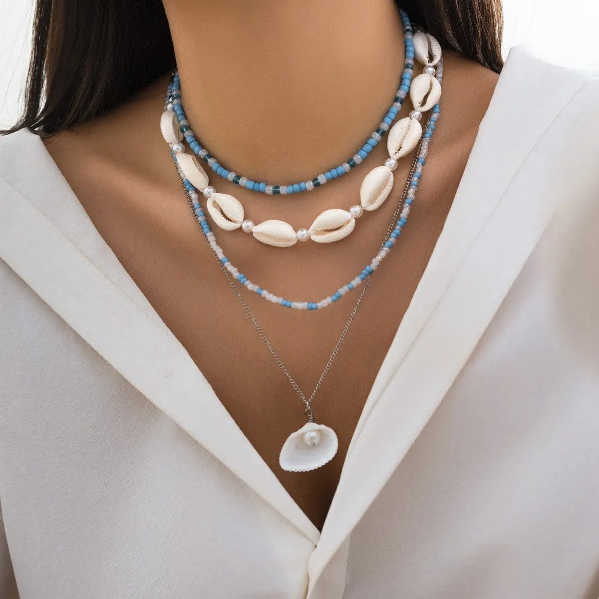 Starfish Shell Beaded Necklace