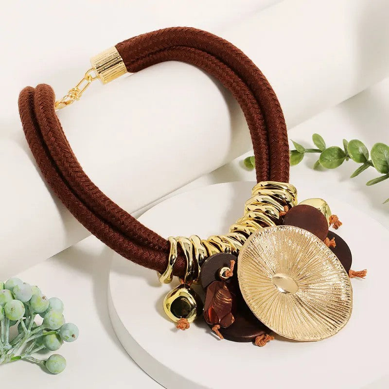 Green Rope Sunburst Necklace
