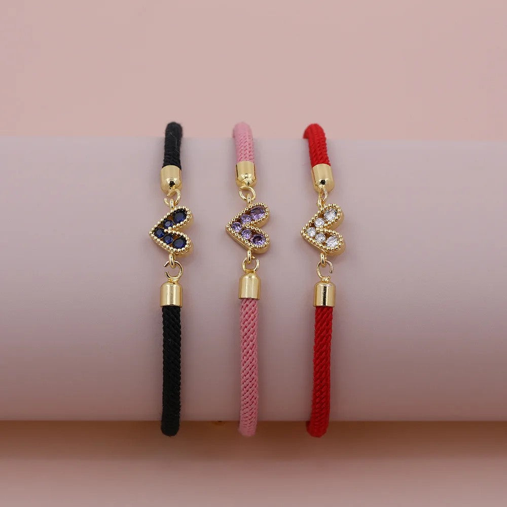 Zircon Heart Thread Bracelet