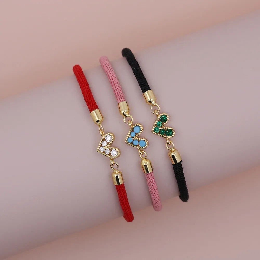 Zircon Heart Thread Bracelet