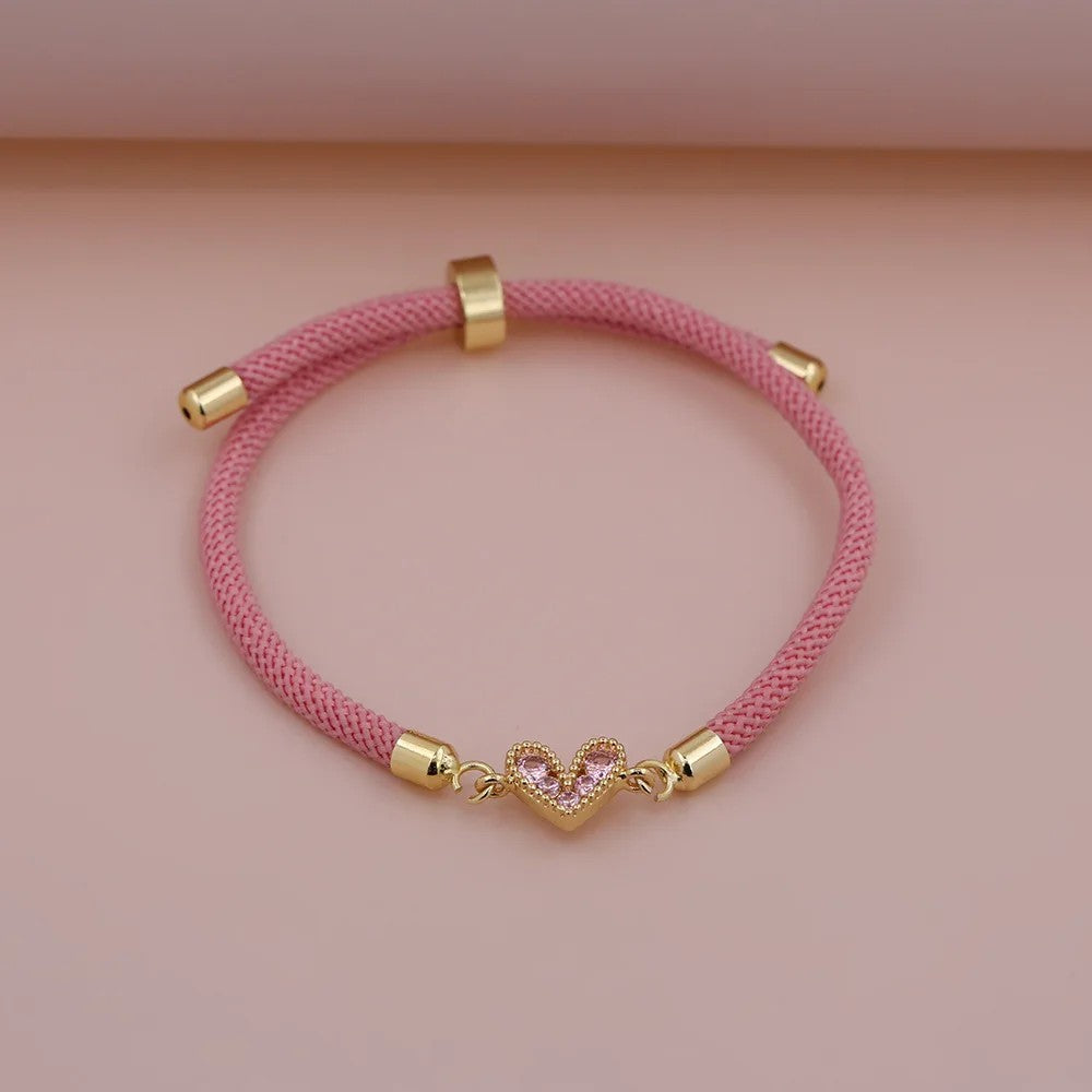 Zircon Heart Thread Bracelet