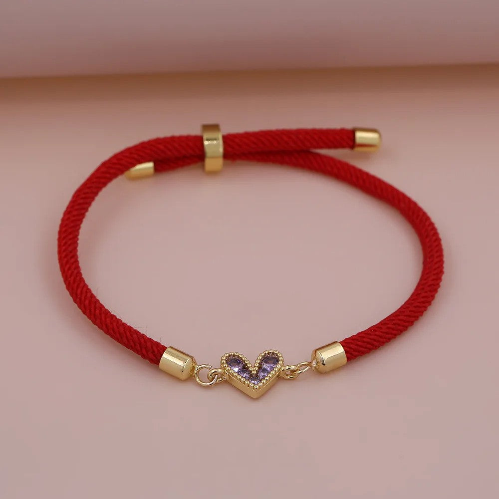 Zircon Heart Thread Bracelet