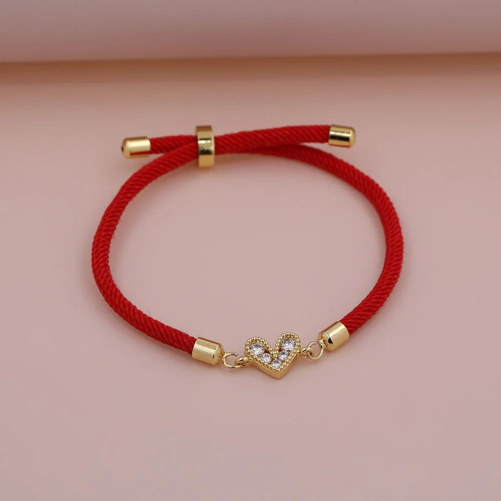 Zircon Heart Thread Bracelet