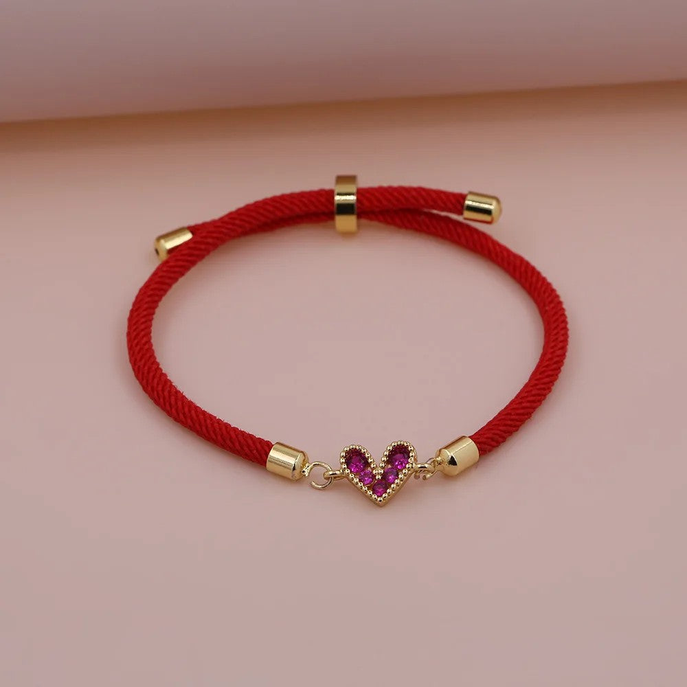 Zircon Heart Thread Bracelet