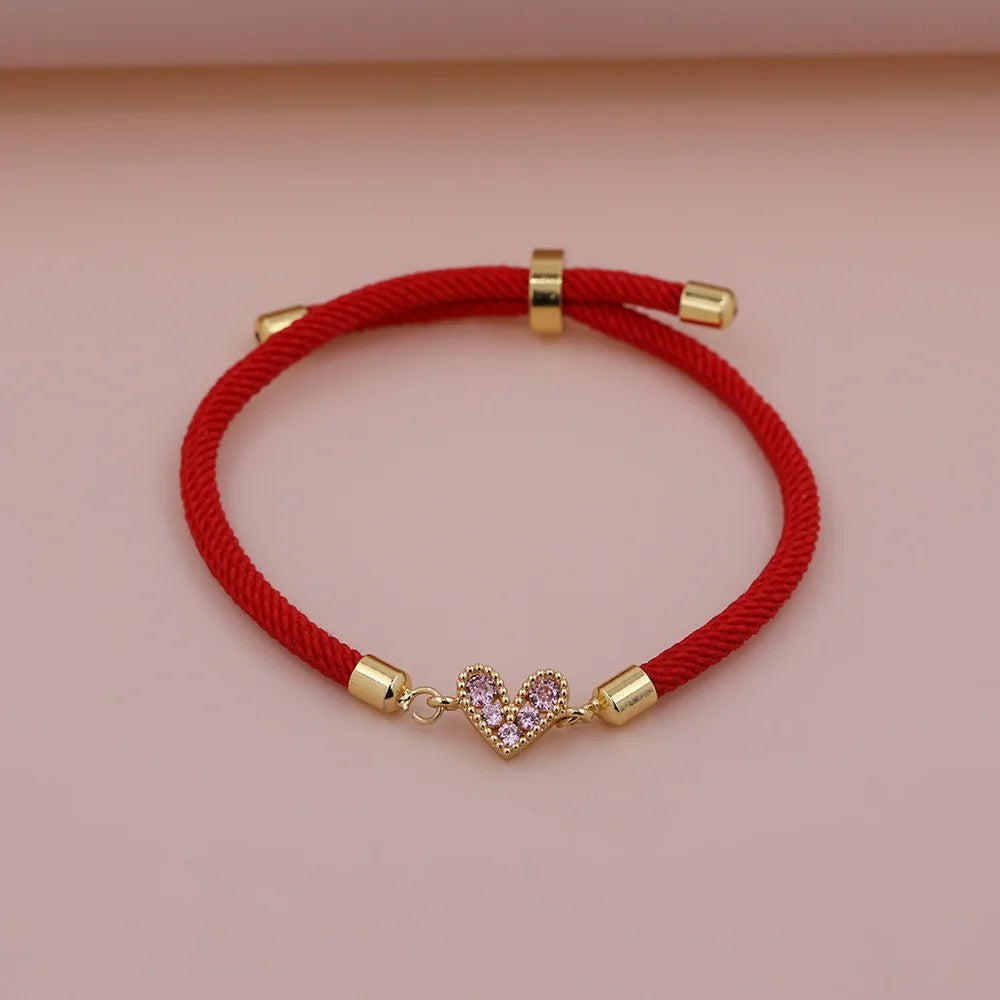 Zircon Heart Thread Bracelet