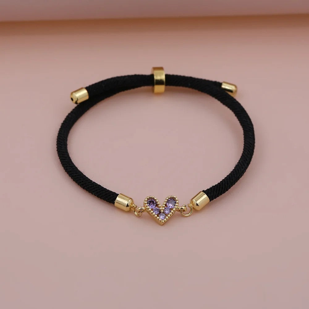 Zircon Heart Thread Bracelet