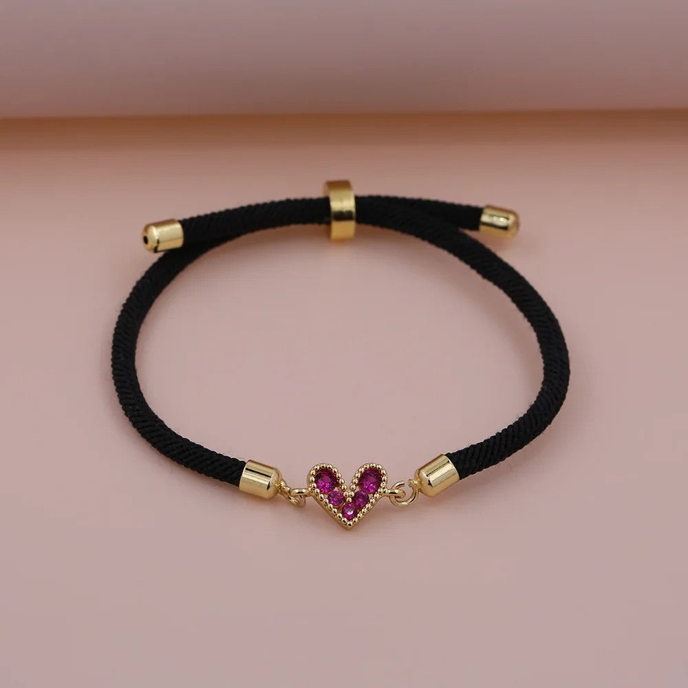 Zircon Heart Thread Bracelet