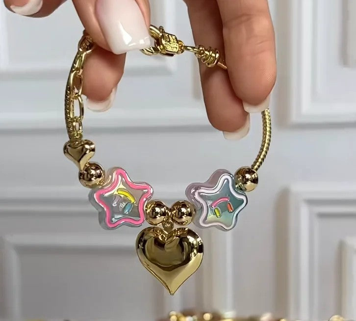 Colorful Heart & Smile Charm Bracelet
