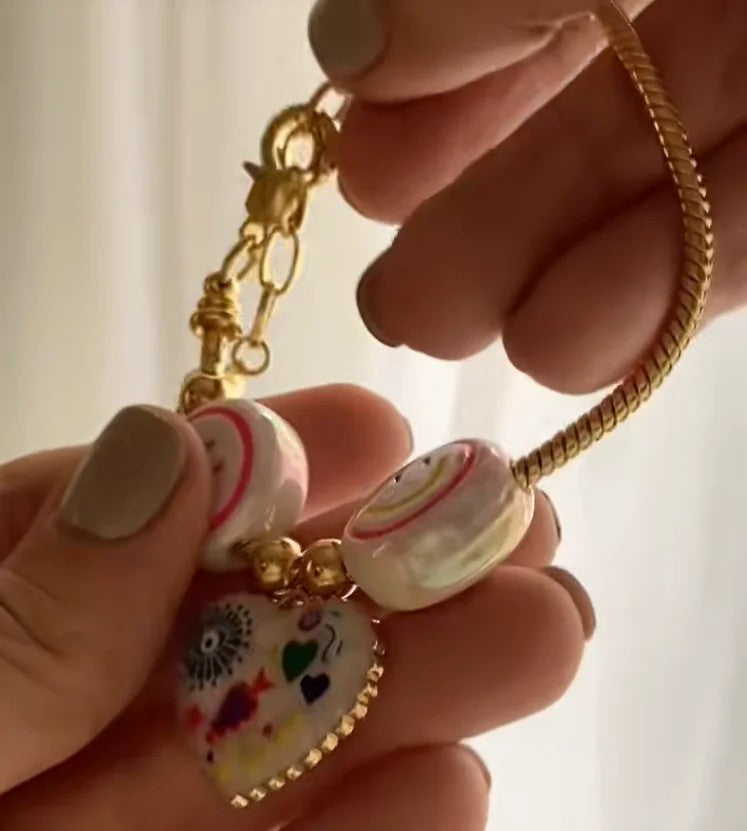 Colorful Heart & Smile Charm Bracelet