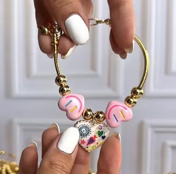 Colorful Heart & Smile Charm Bracelet
