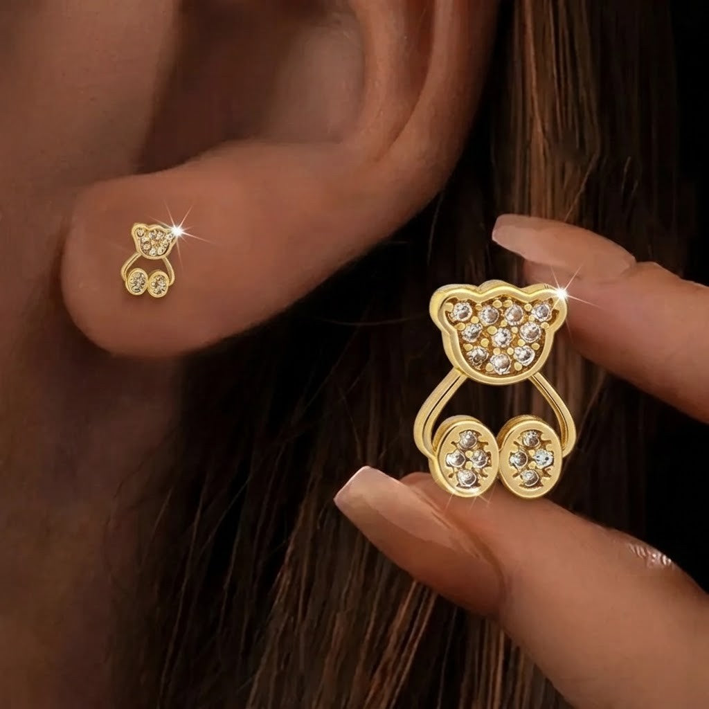 Crystal Bear Drop Earrings