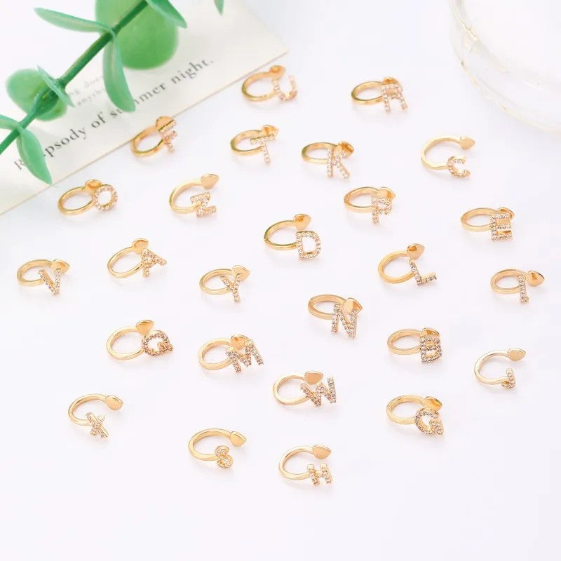 Crystal Initial Ear Cuff