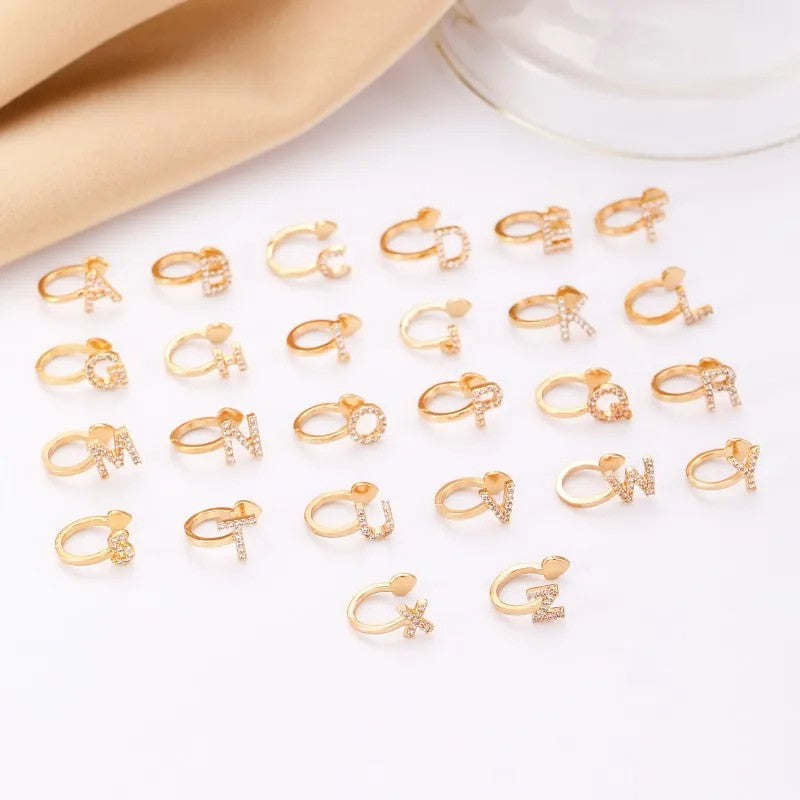 Crystal Initial Ear Cuff