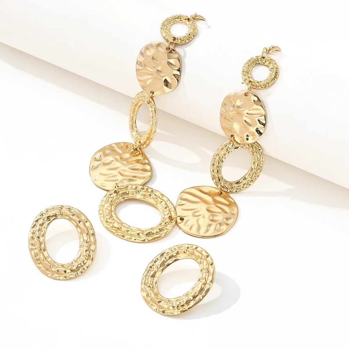 Textured Geometric Circle Jewelry Set