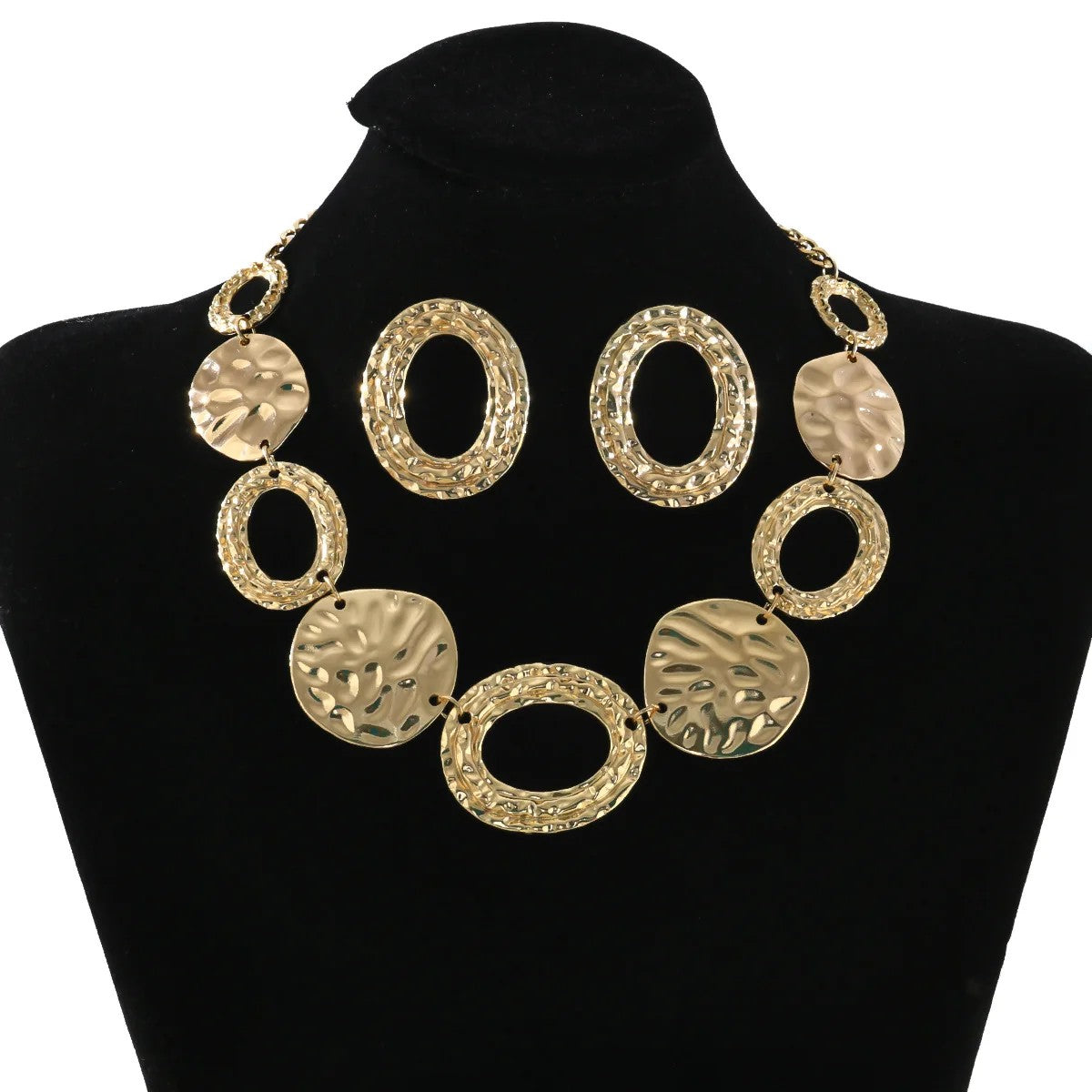 Textured Geometric Circle Jewelry Set