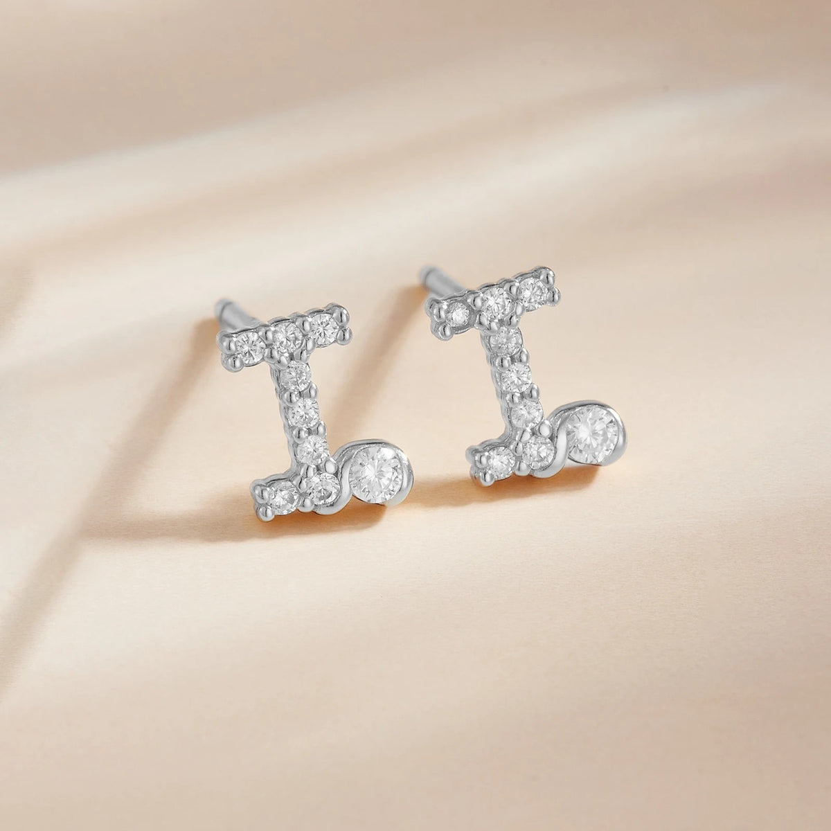 Rose Gold Crystal Initial Letter Stud Earrings