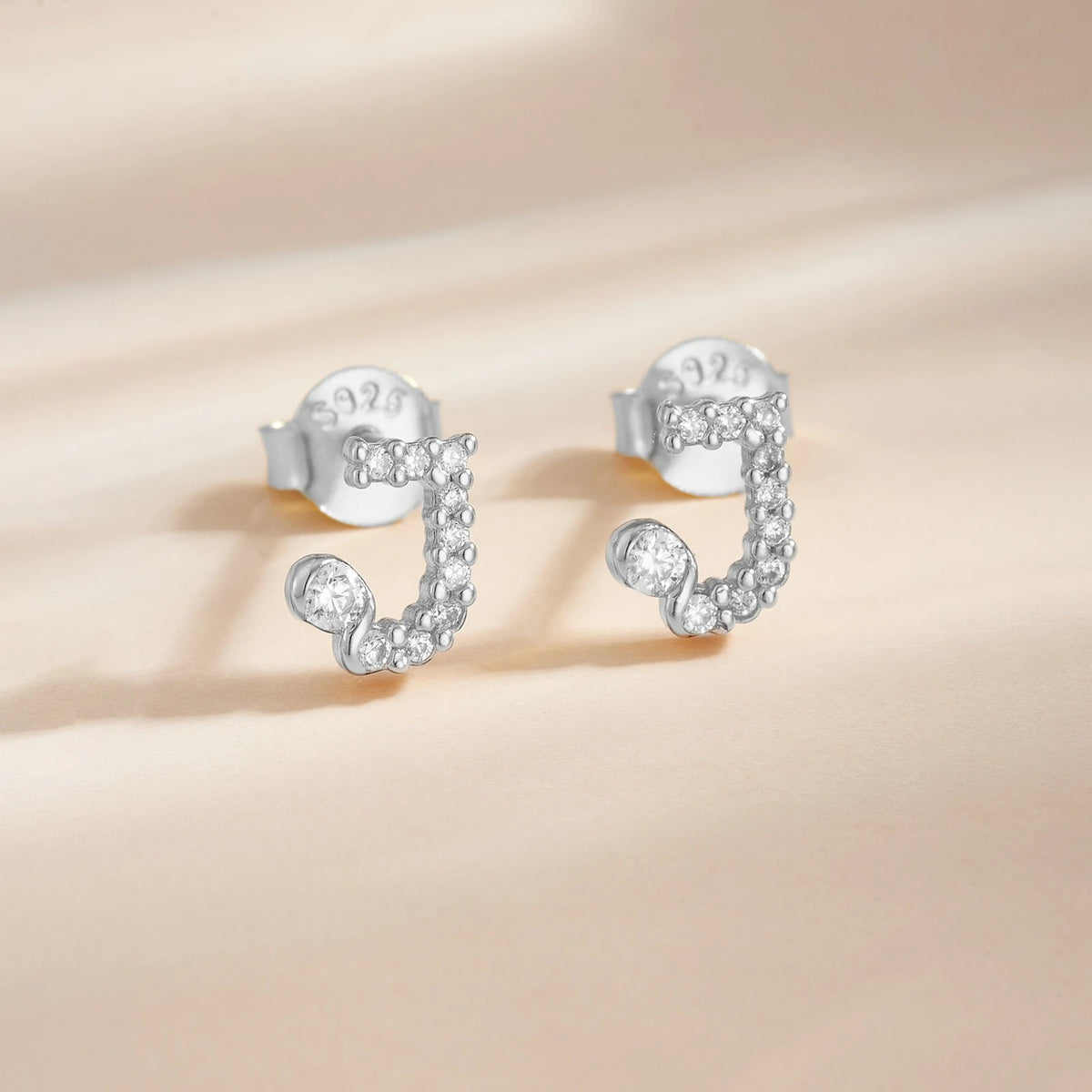 Rose Gold Crystal Initial Letter Stud Earrings