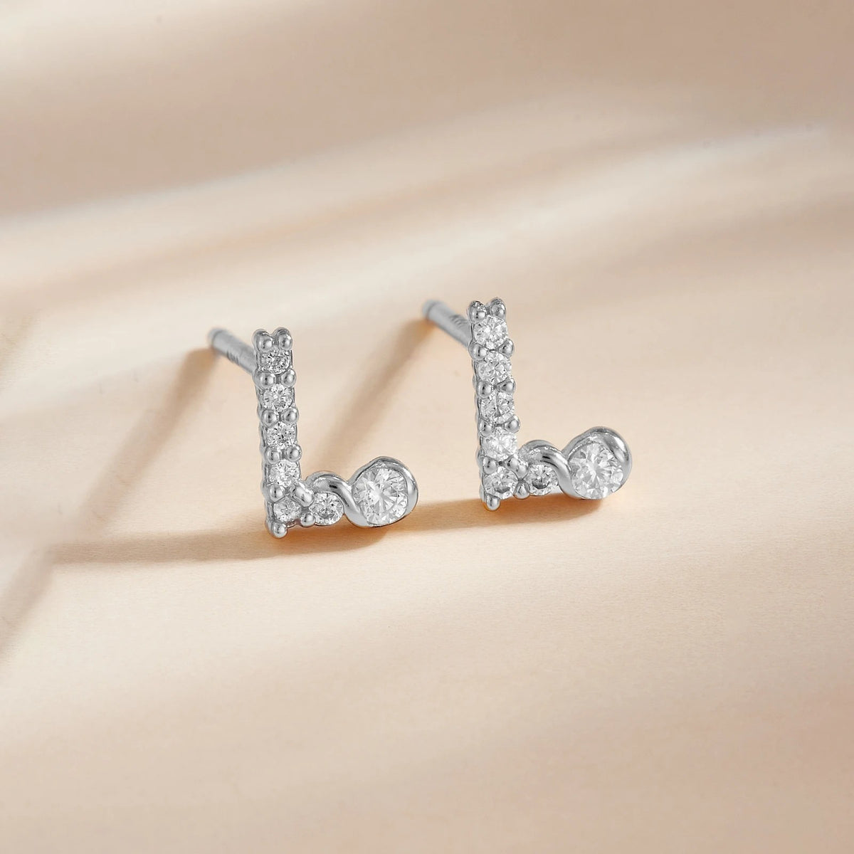 Rose Gold Crystal Initial Letter Stud Earrings