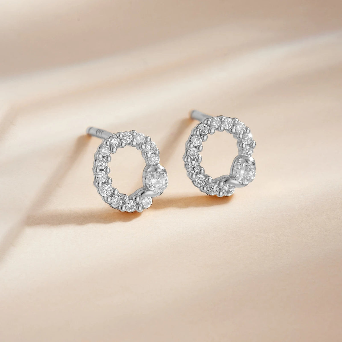 Rose Gold Crystal Initial Letter Stud Earrings