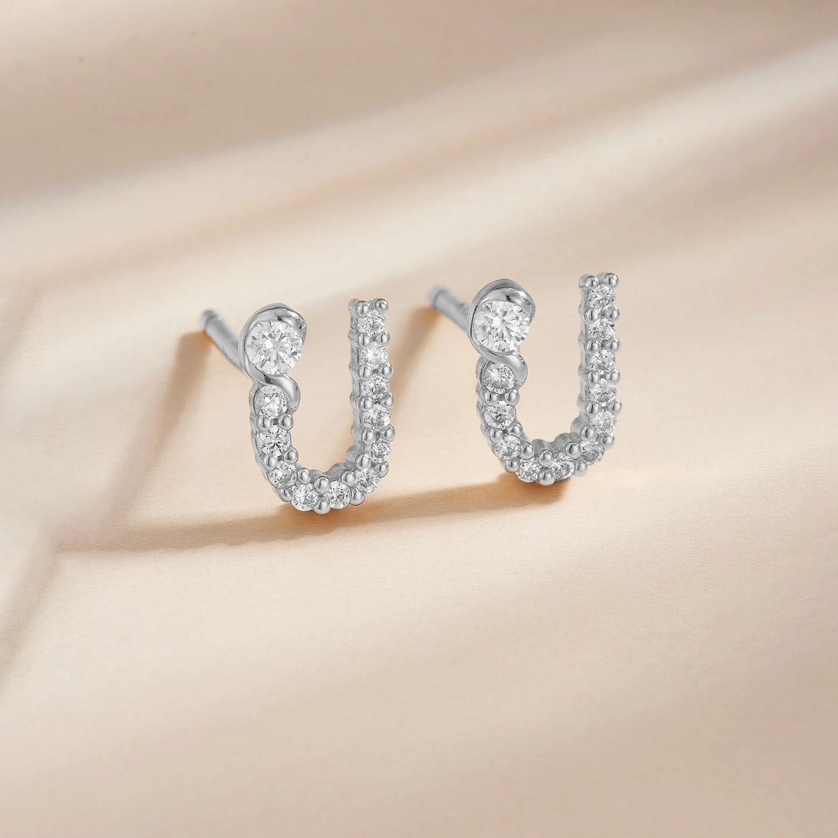 Rose Gold Crystal Initial Letter Stud Earrings