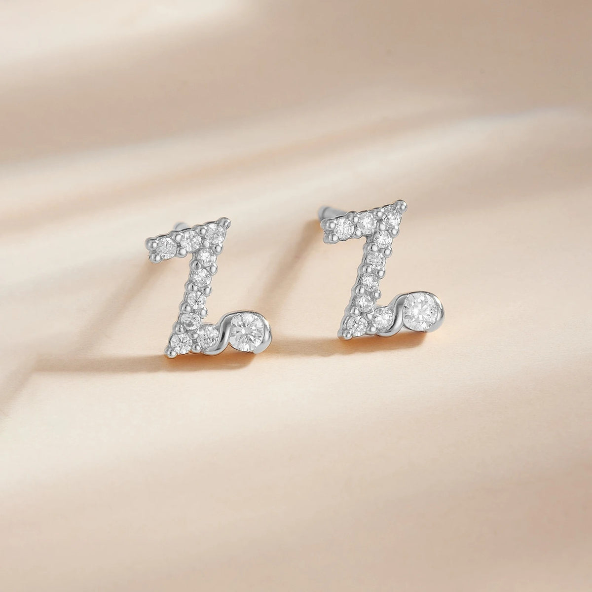 Rose Gold Crystal Initial Letter Stud Earrings