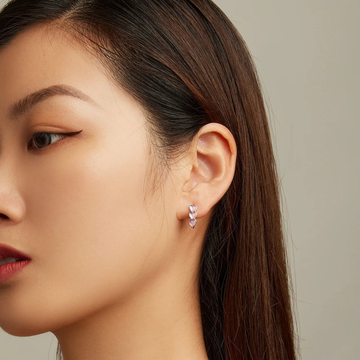 Triple Pink Heart Hoop Earrings
