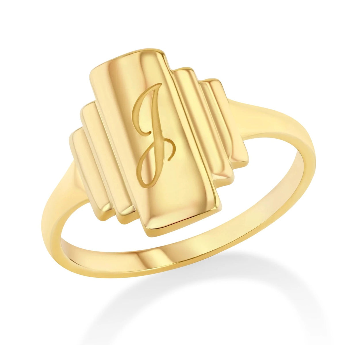 Stepped Initial Signet Ring